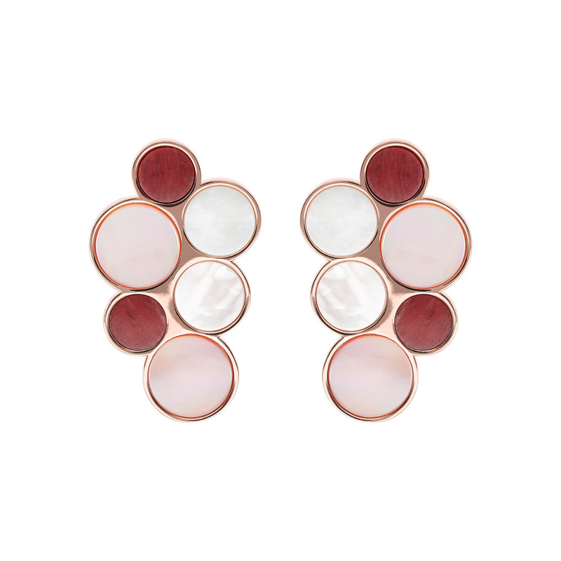 Cluster Earrings in Mother of Pearl and Natural Stones