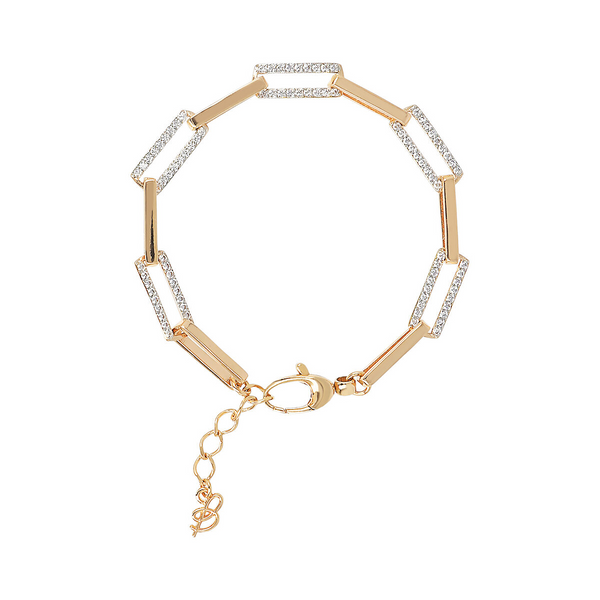 Bracelet chaîne Forzatina dorée allongée avec zircons cubiques