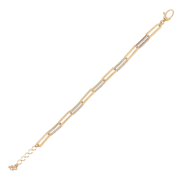 Golden Link Bracelet with Cubic Zirconia