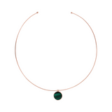 Choker Necklace with Disc Pendant in Flat Natural Stone
