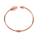 Rigid Bracelet with Double Shiny Bead in Golden Rosé