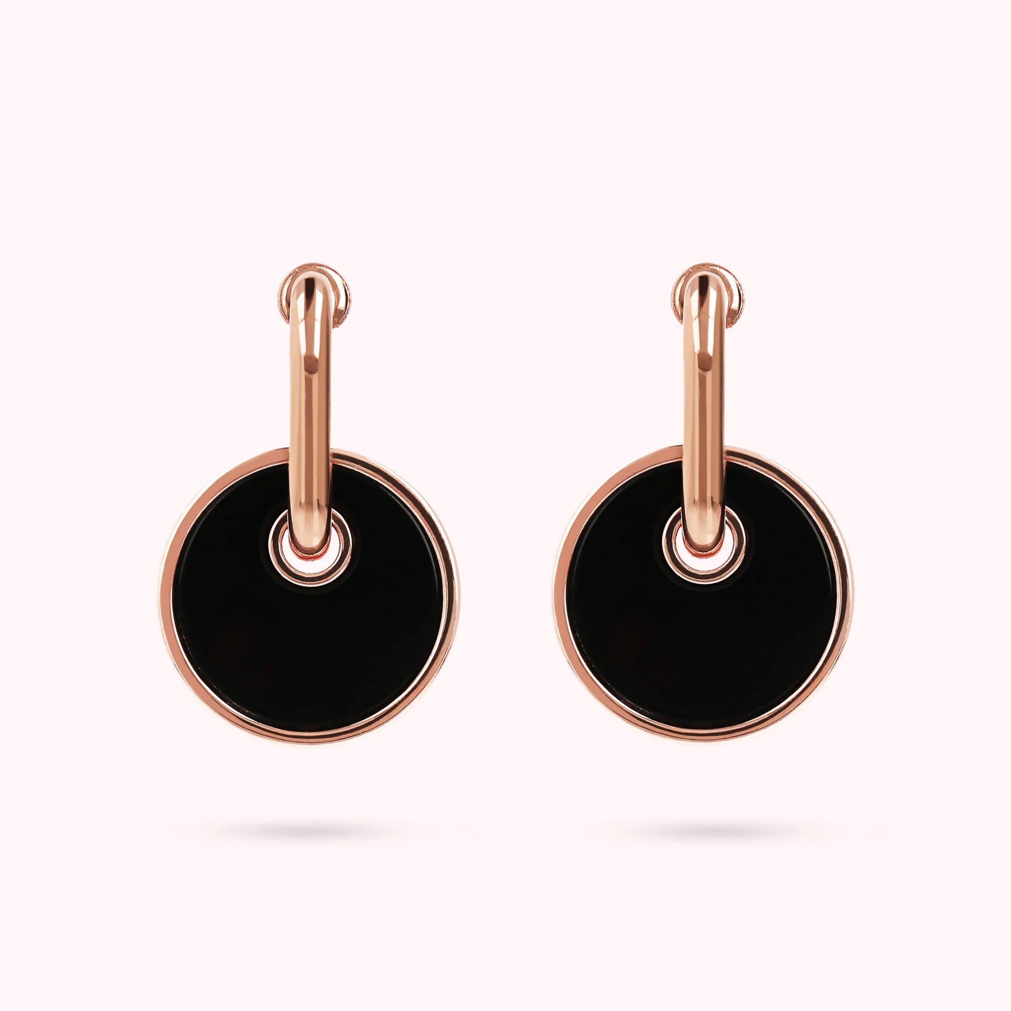 Boucles d'oreilles avec pendentif bouton en pierre naturelle plate