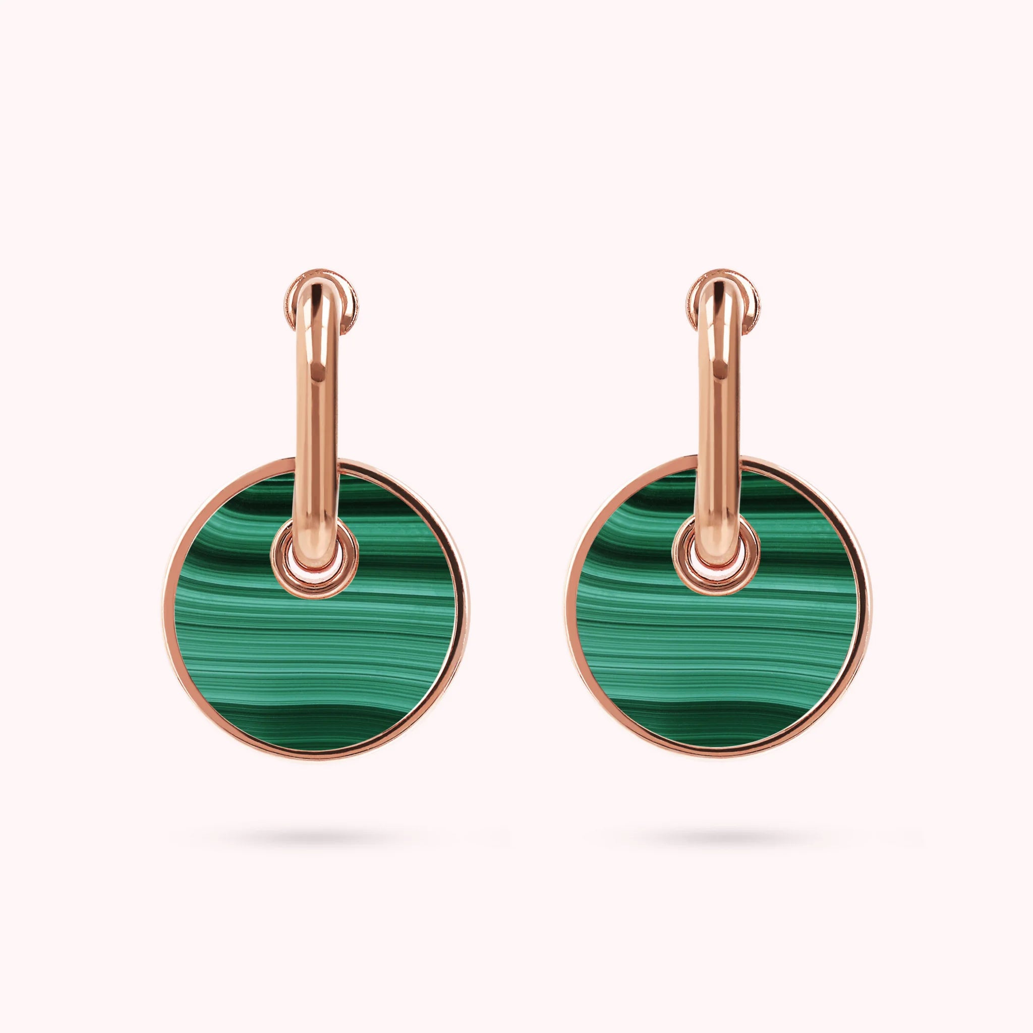 Boucles d'oreilles avec pendentif bouton en pierre naturelle plate
