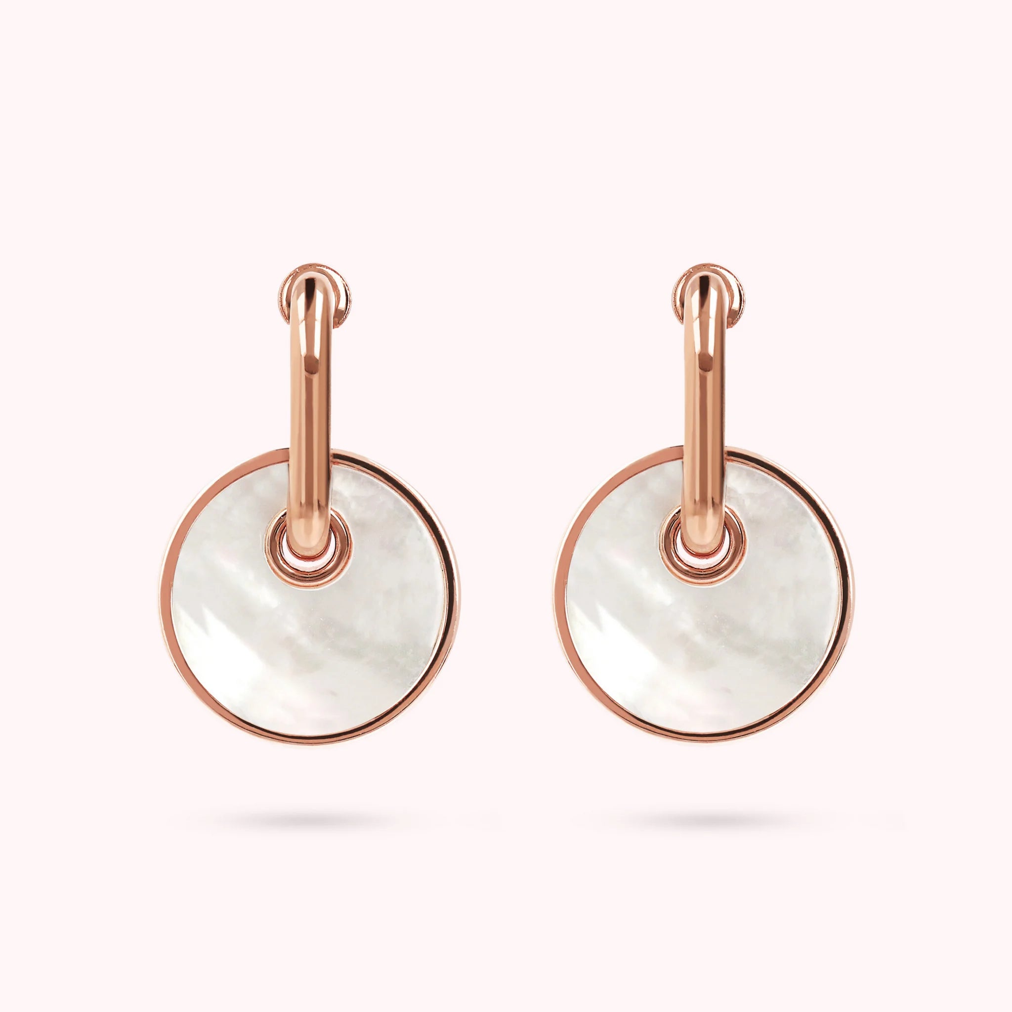 Boucles d'oreilles avec pendentif bouton en pierre naturelle plate
