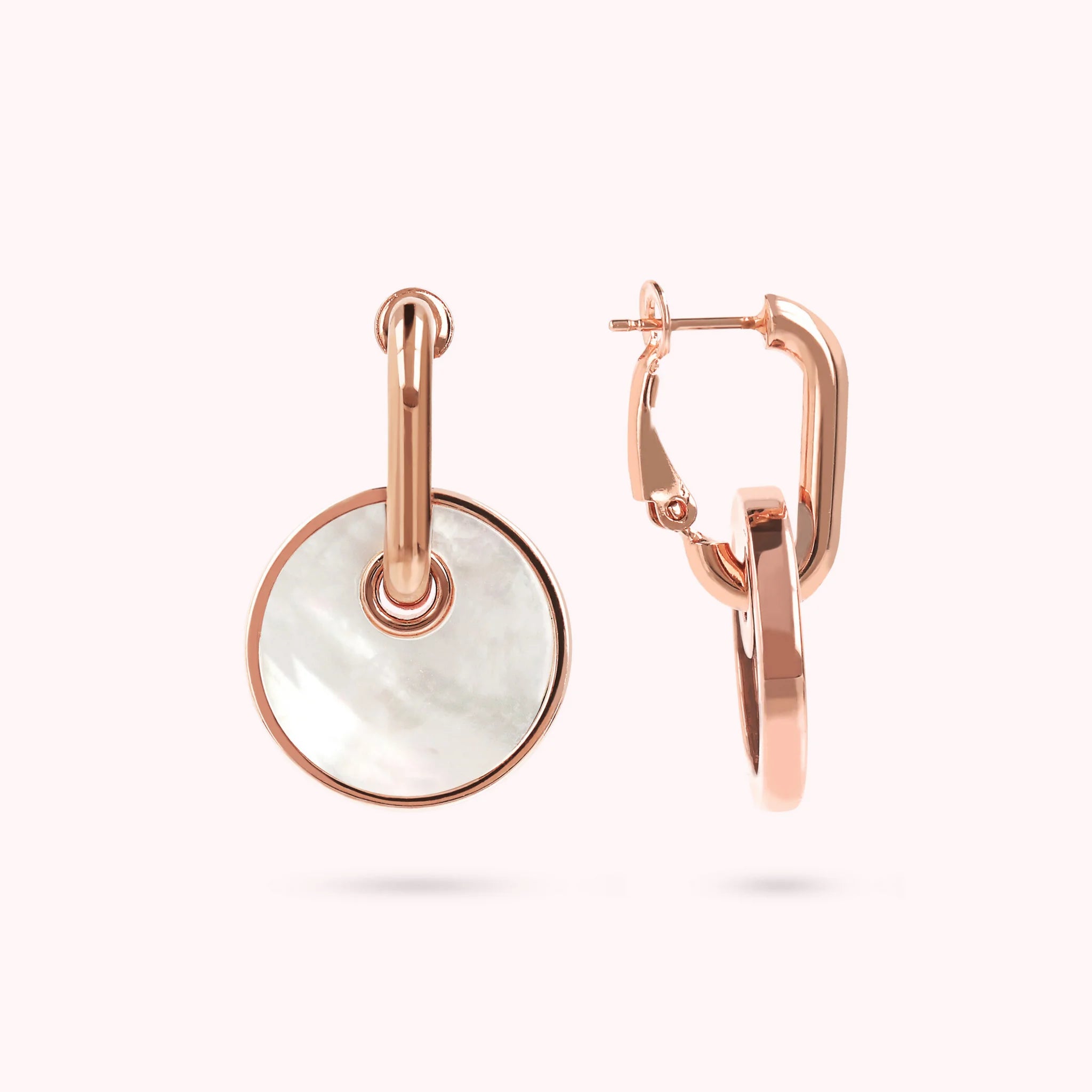 Boucles d'oreilles avec pendentif bouton en pierre naturelle plate