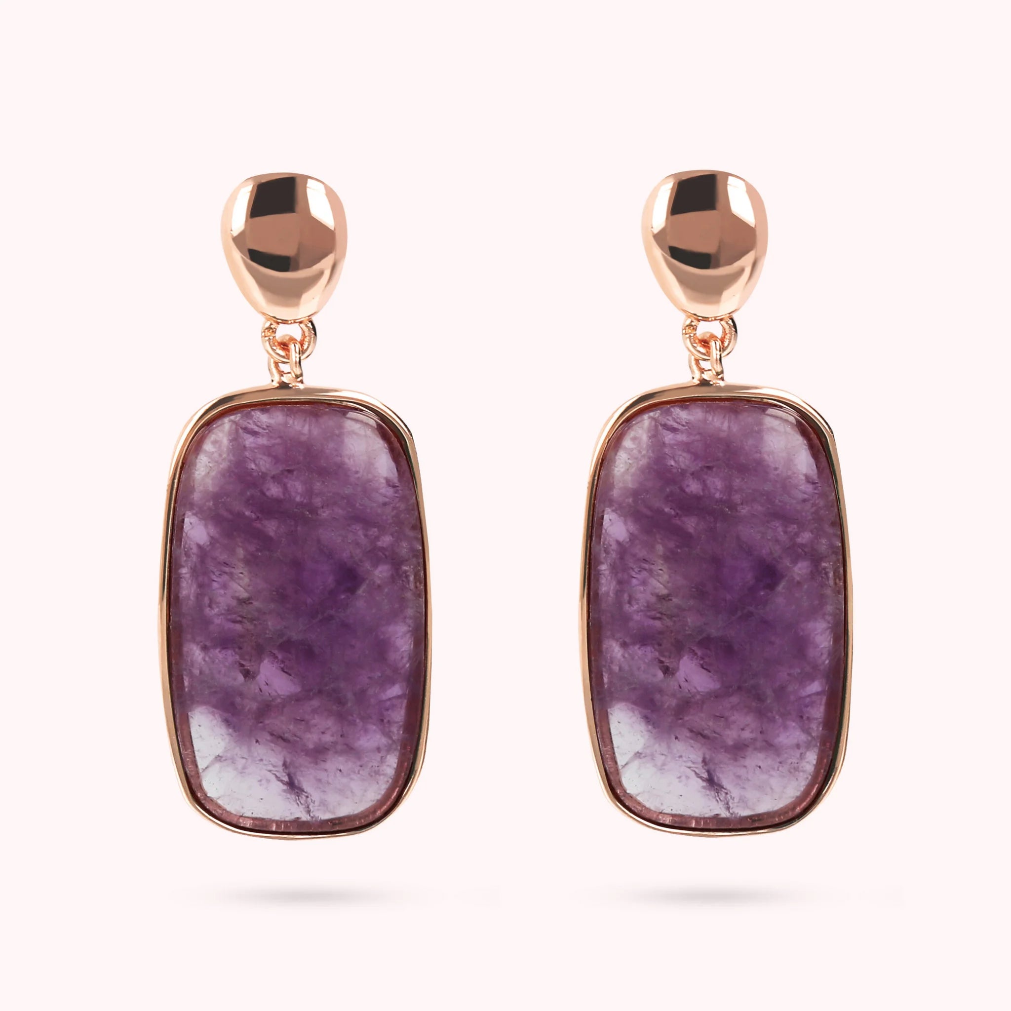 Dangle Earrings with Natural Soap-Cut Stone