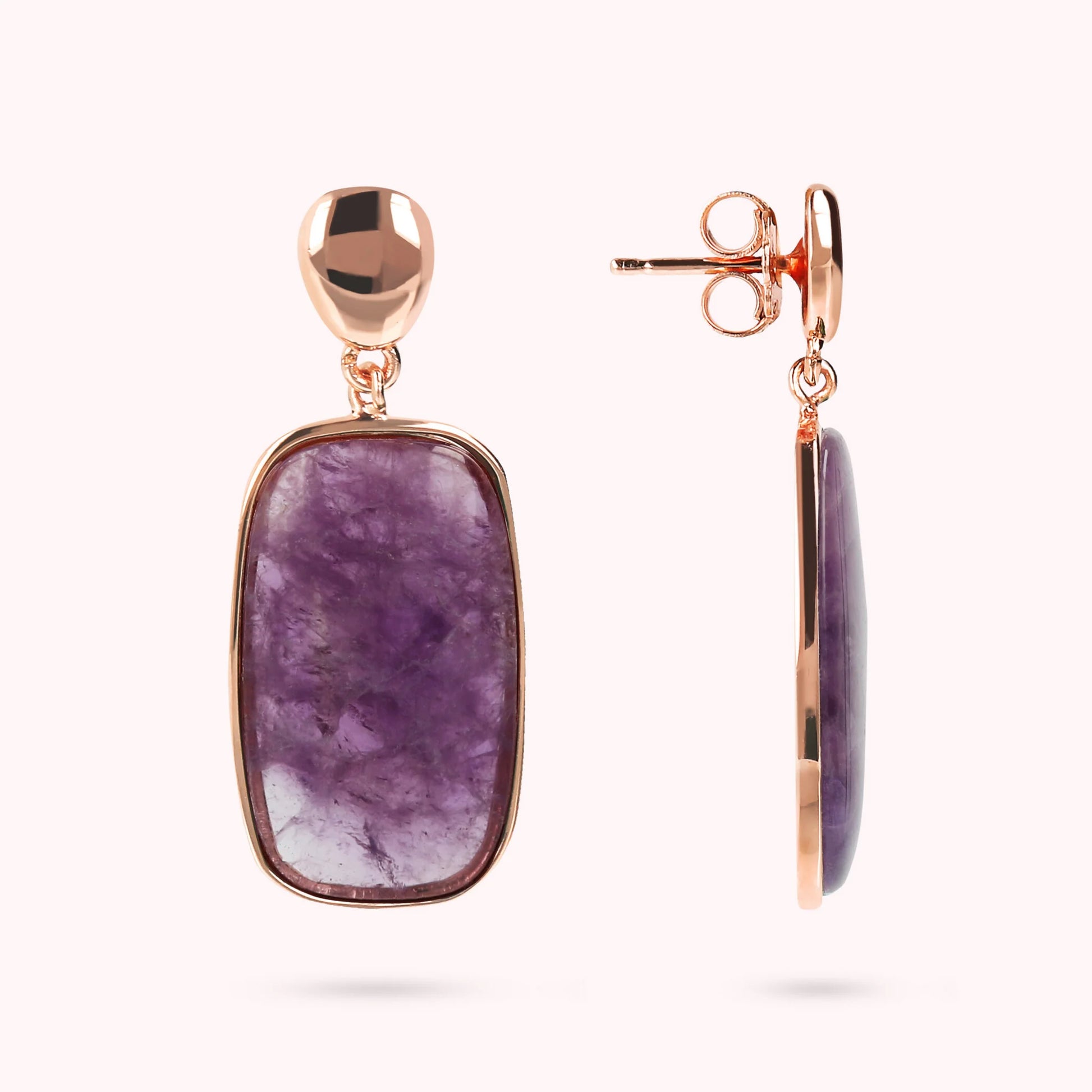 Dangle Earrings with Natural Soap-Cut Stone