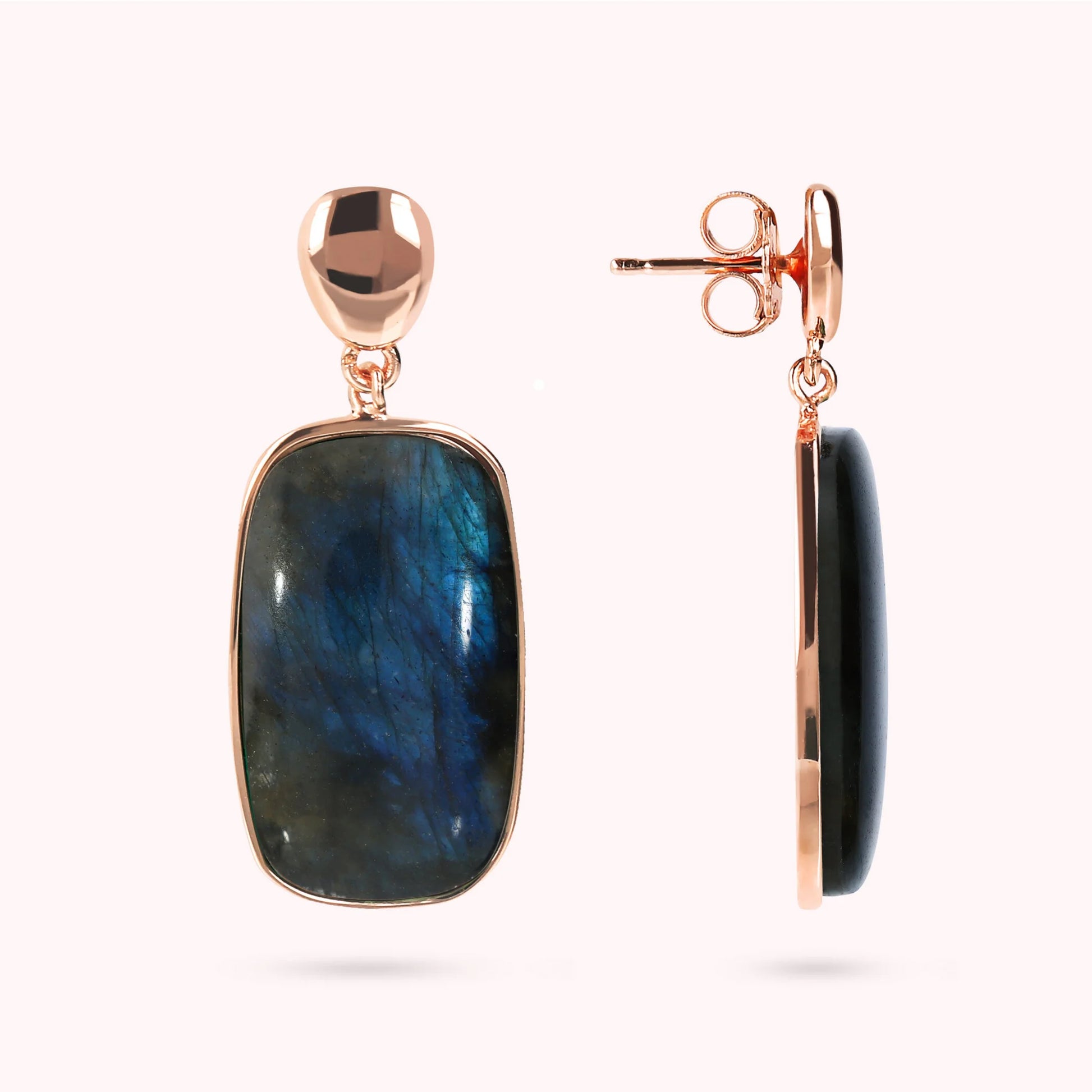 Dangle Earrings with Natural Soap-Cut Stone