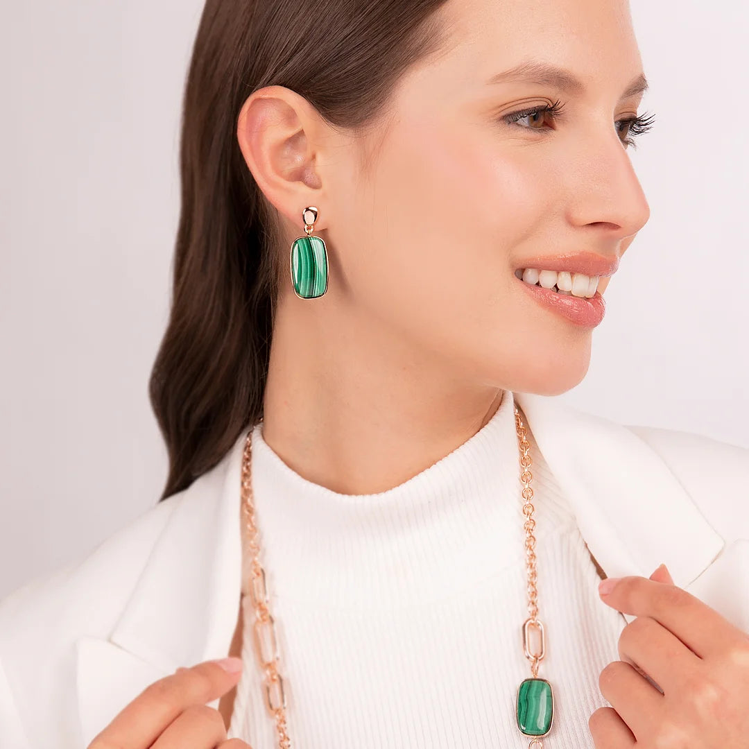 Dangle Earrings with Natural Soap-Cut Stone