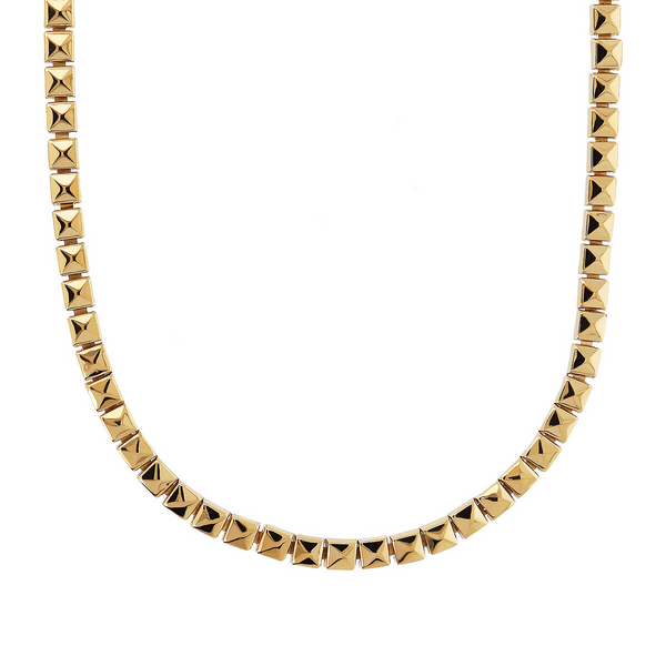 Golden Necklace with Pyramid Studs