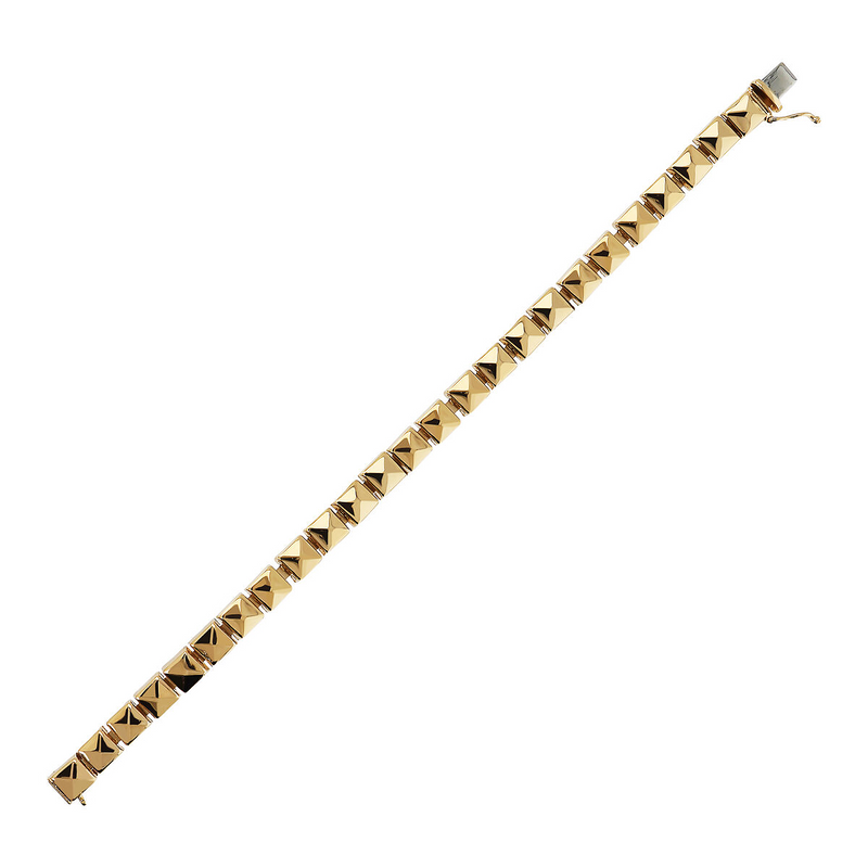 Golden semi-rigid Bracelet with Pyramid Studs