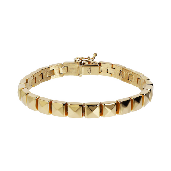 Golden semi-rigid Bracelet with Pyramid Studs
