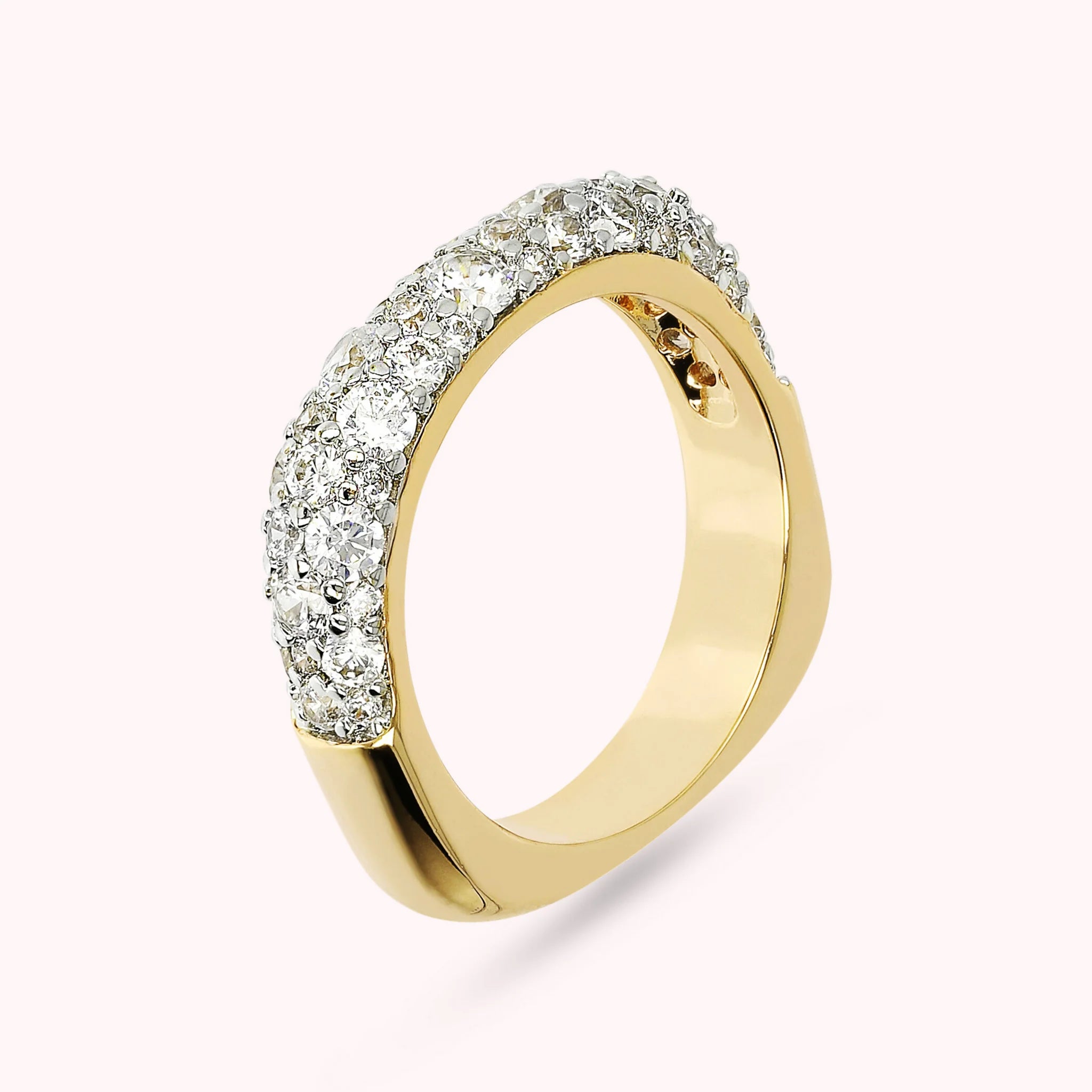Goldener Riviera-Ring mit Pavé aus Zirkonia