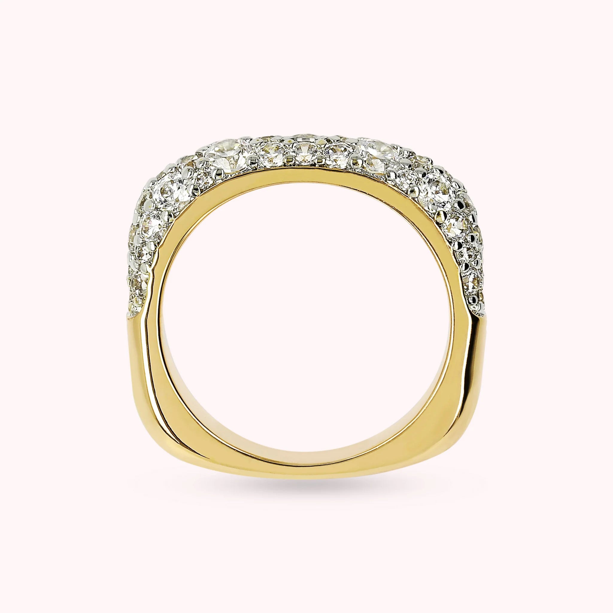 Goldener Riviera-Ring mit Pavé aus Zirkonia