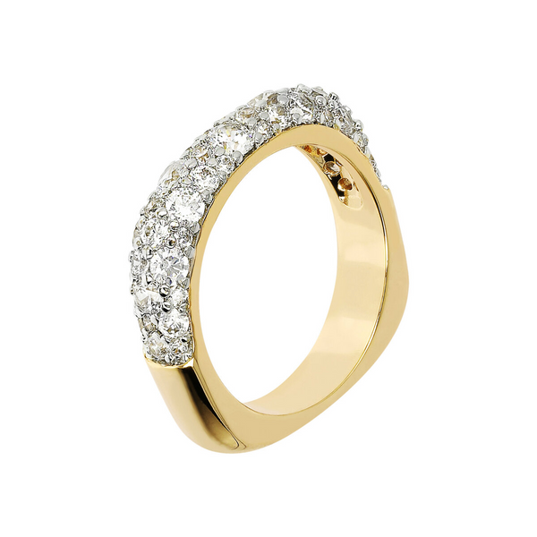 Goldener, quadratischer Ring mit Zirkonia-Pavé