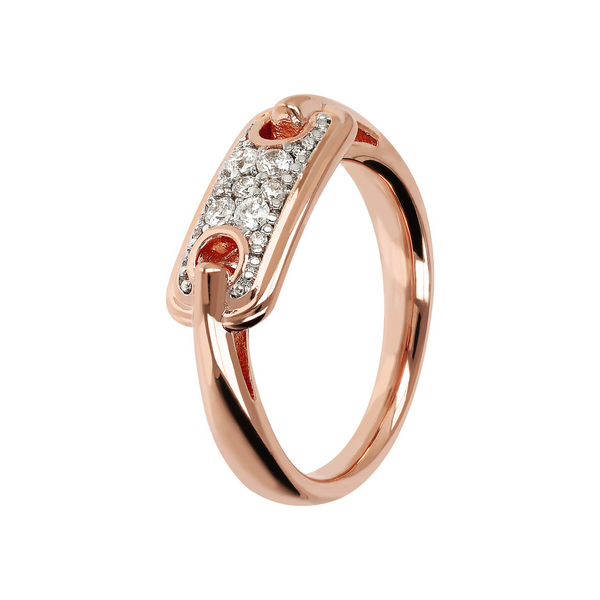 Ring with Rectangular Pavé Element in Cubic Zirconia