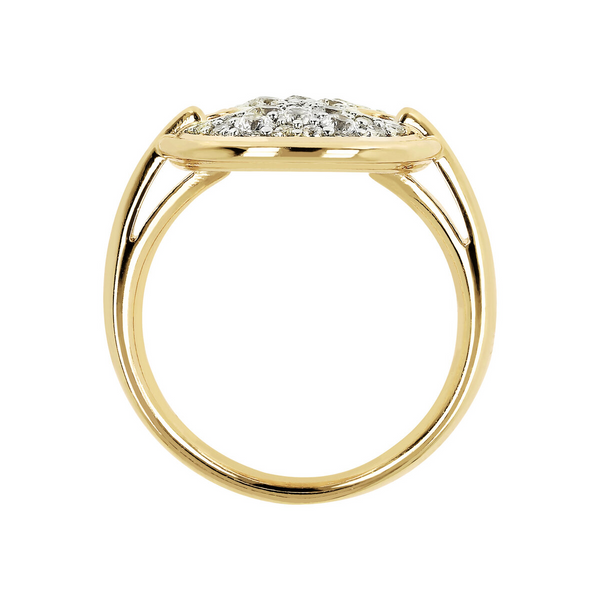 Golden Ring with Round Pavé Element in Cubic Zirconia