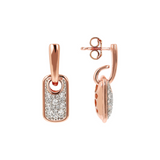 Pendant Earrings with Pavé Rectangular Element in Cubic Zirconia