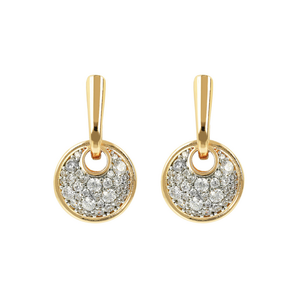 BRONZALLURE GOLDEN-EARRING WITH CIRCLE PENDANT MIXED PAVE CZ