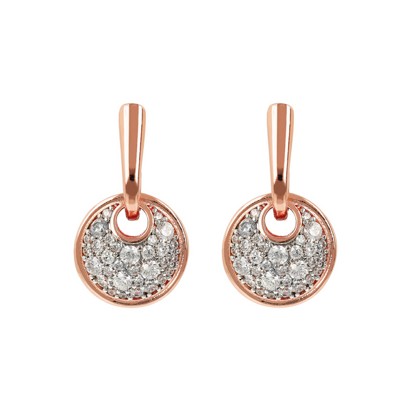 Pendant Earrings with Round Pavé Element in Cubic Zirconia