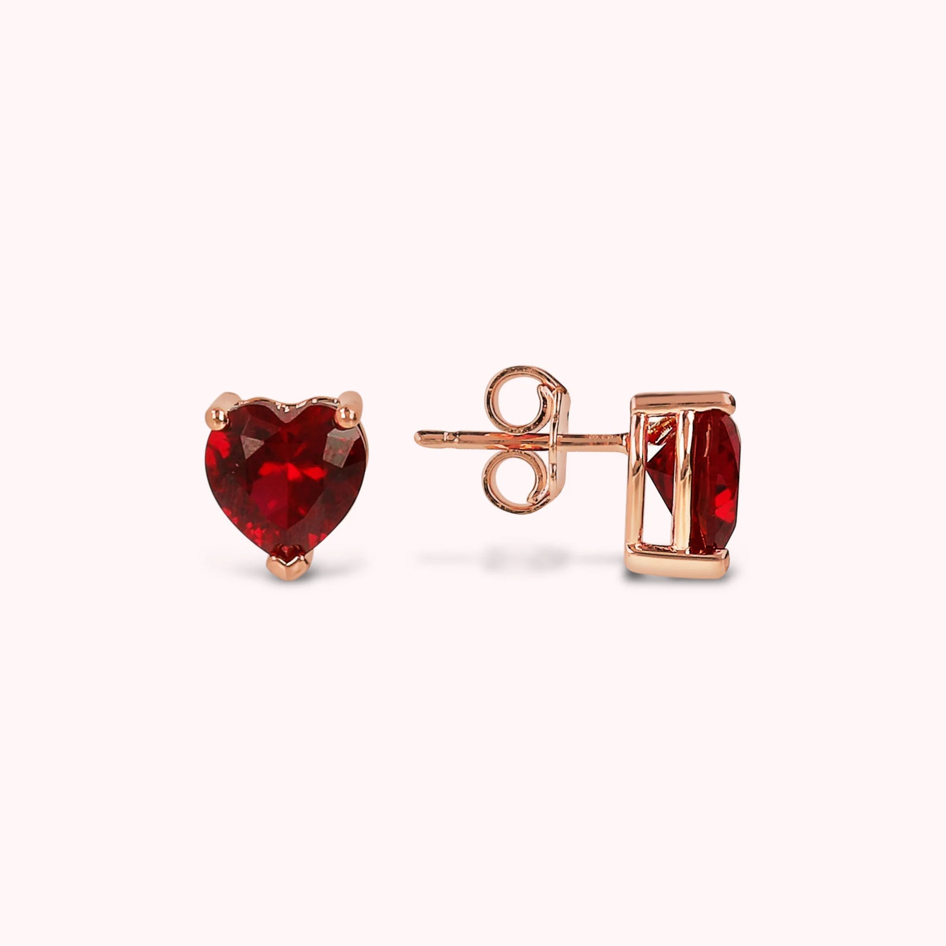 Heart Stud Earrings in Cubic Zirconia