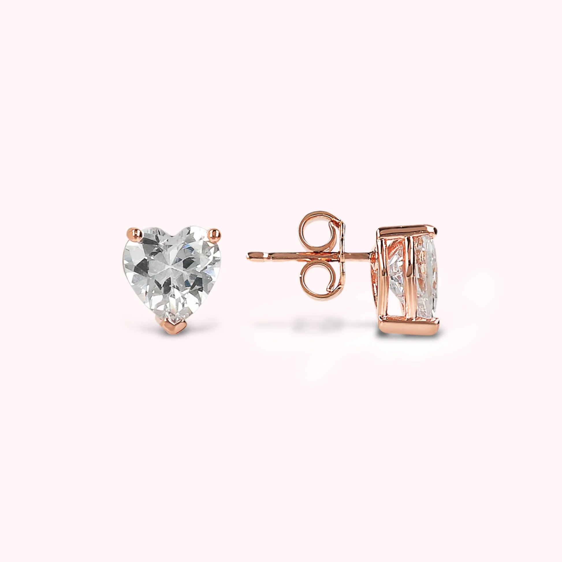 Heart Stud Earrings in Cubic Zirconia