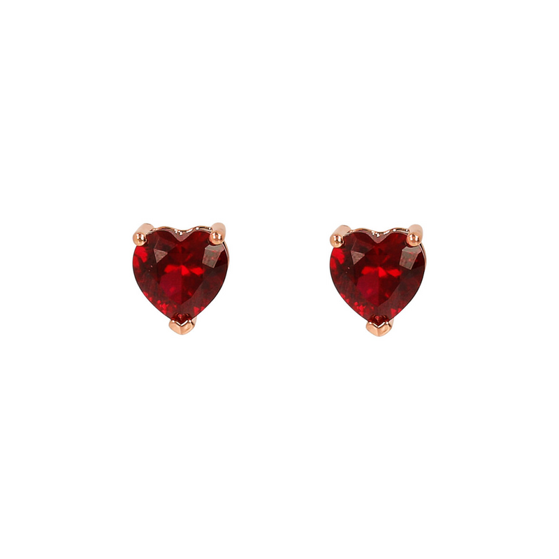 Heart Stud Earrings in Cubic Zirconia
