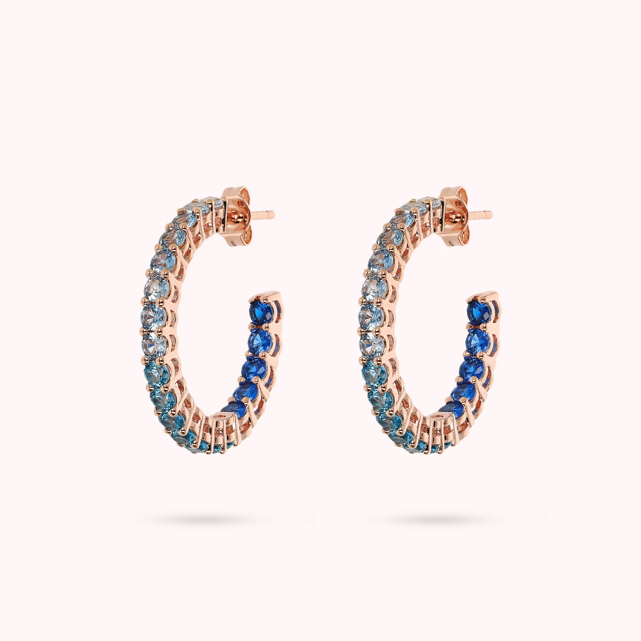 Medium Hoop Earrings with Cubic Zirconia Dégradé Effect
