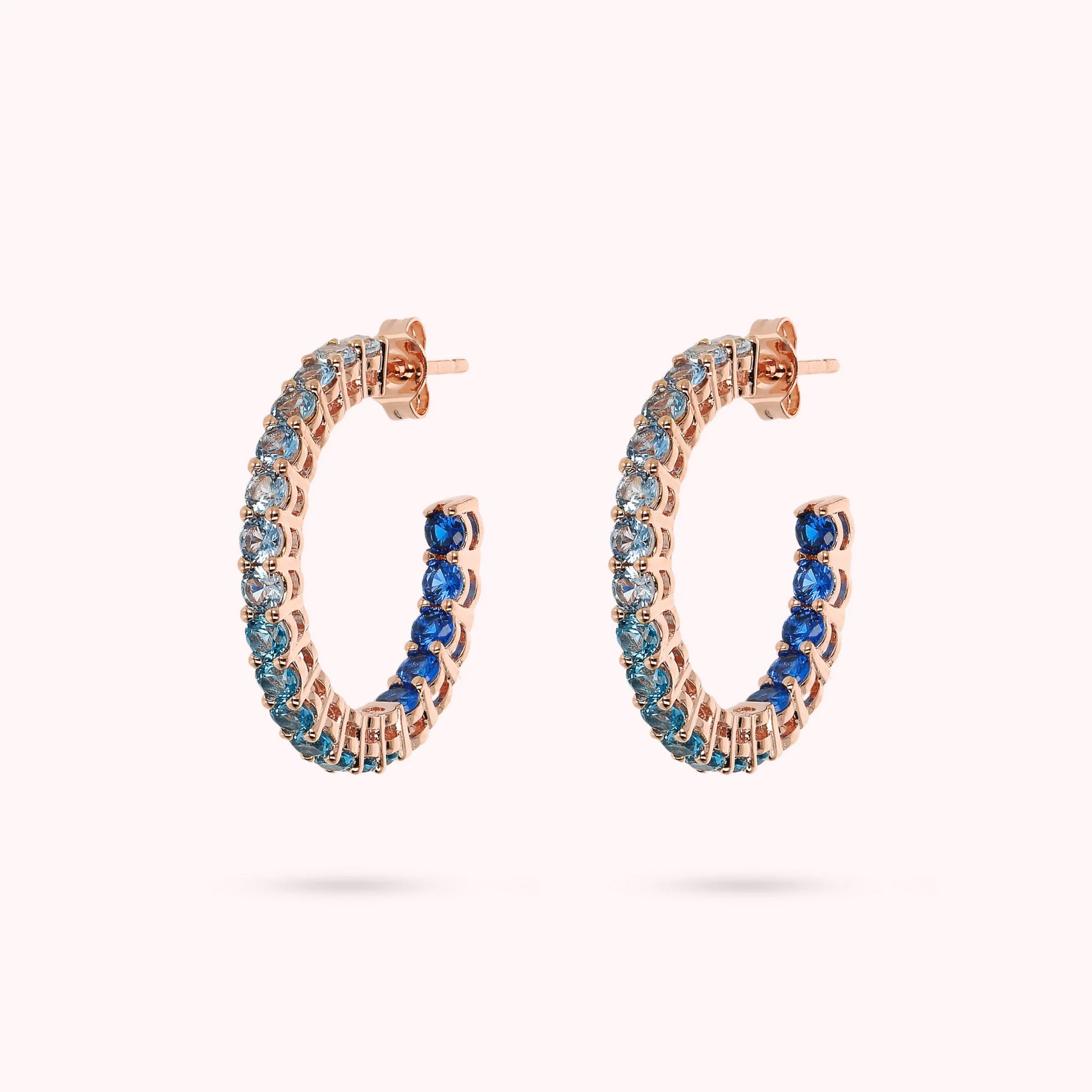 Medium Hoop Earrings with Cubic Zirconia Dégradé Effect