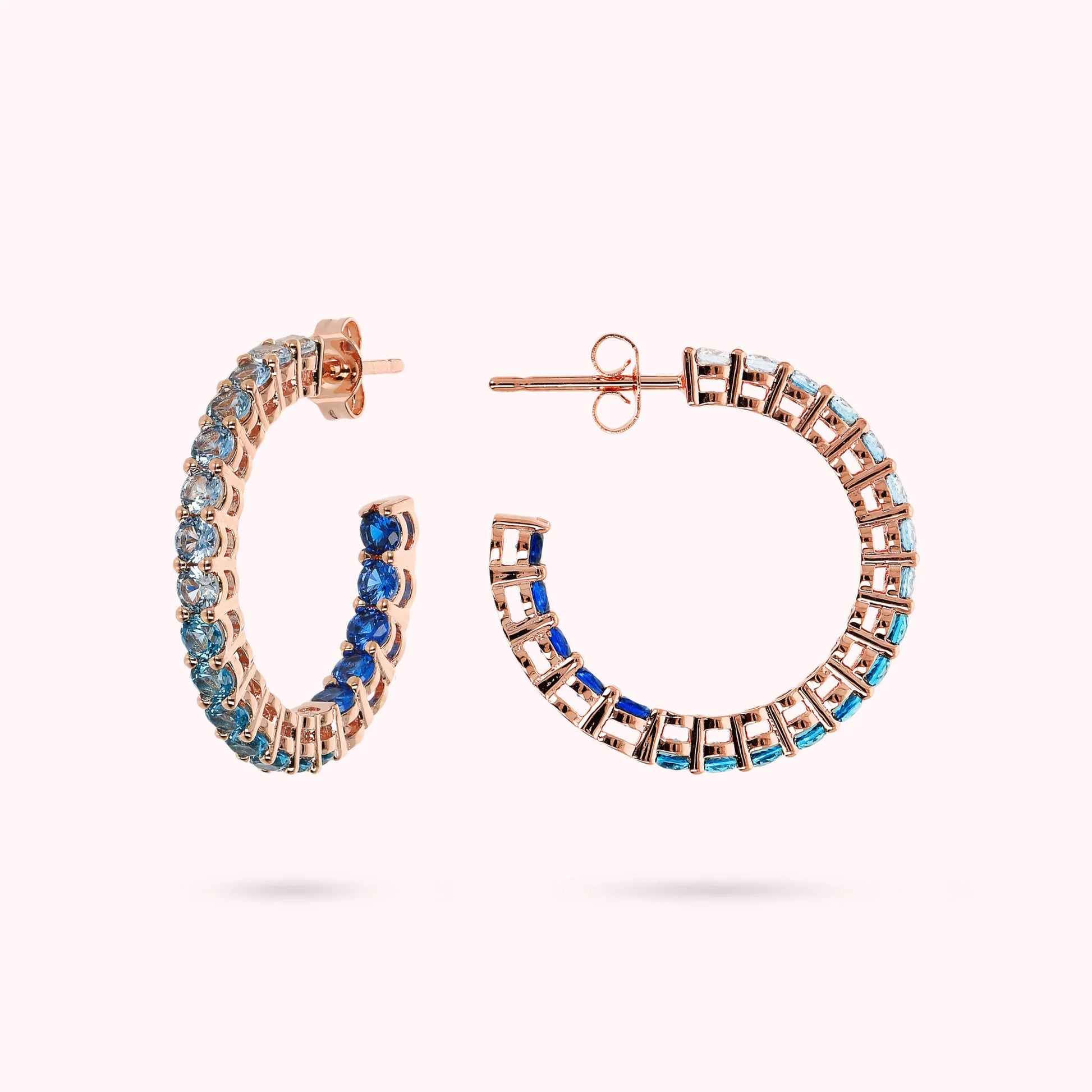 Medium Hoop Earrings with Cubic Zirconia Dégradé Effect