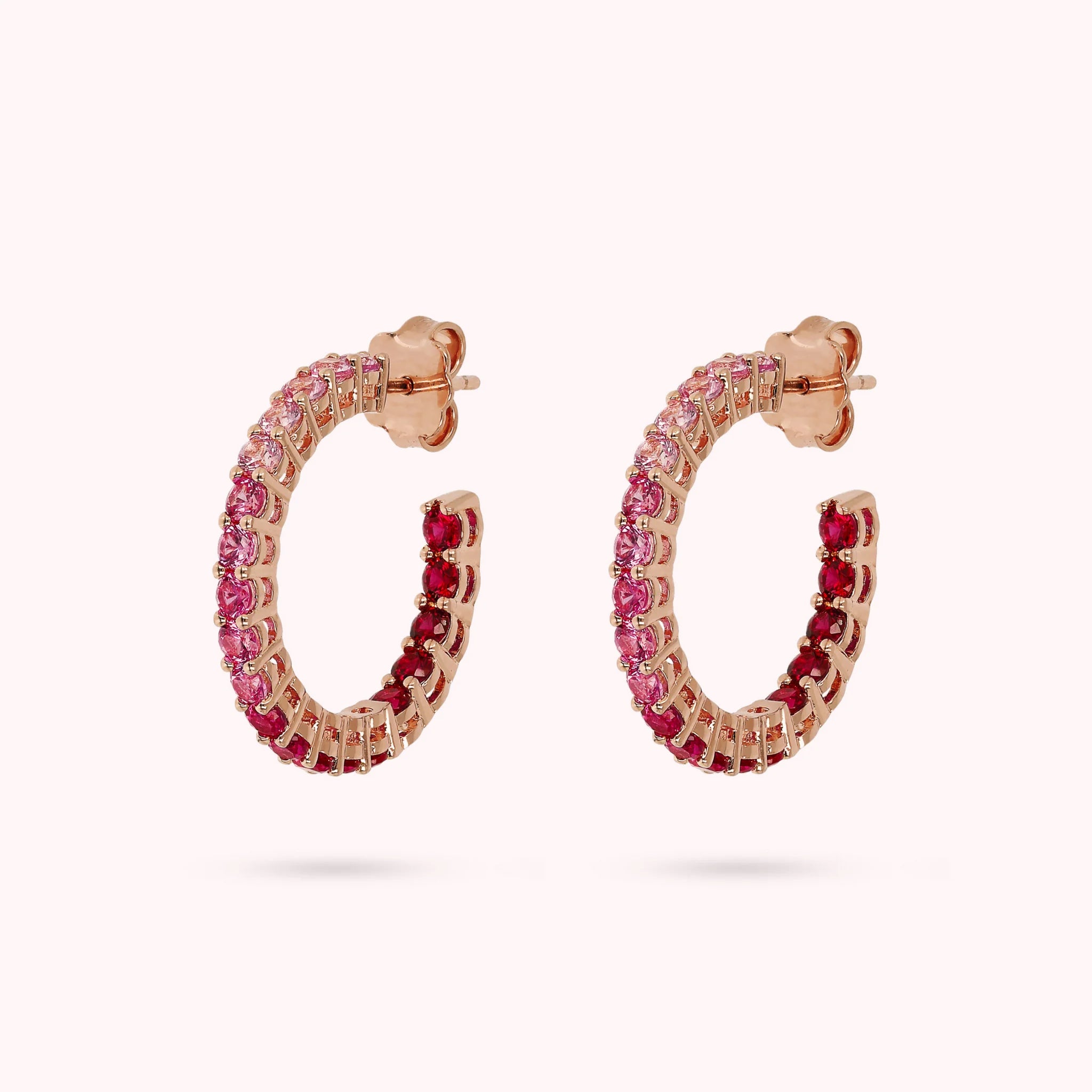 Medium Hoop Earrings with Cubic Zirconia Dégradé Effect