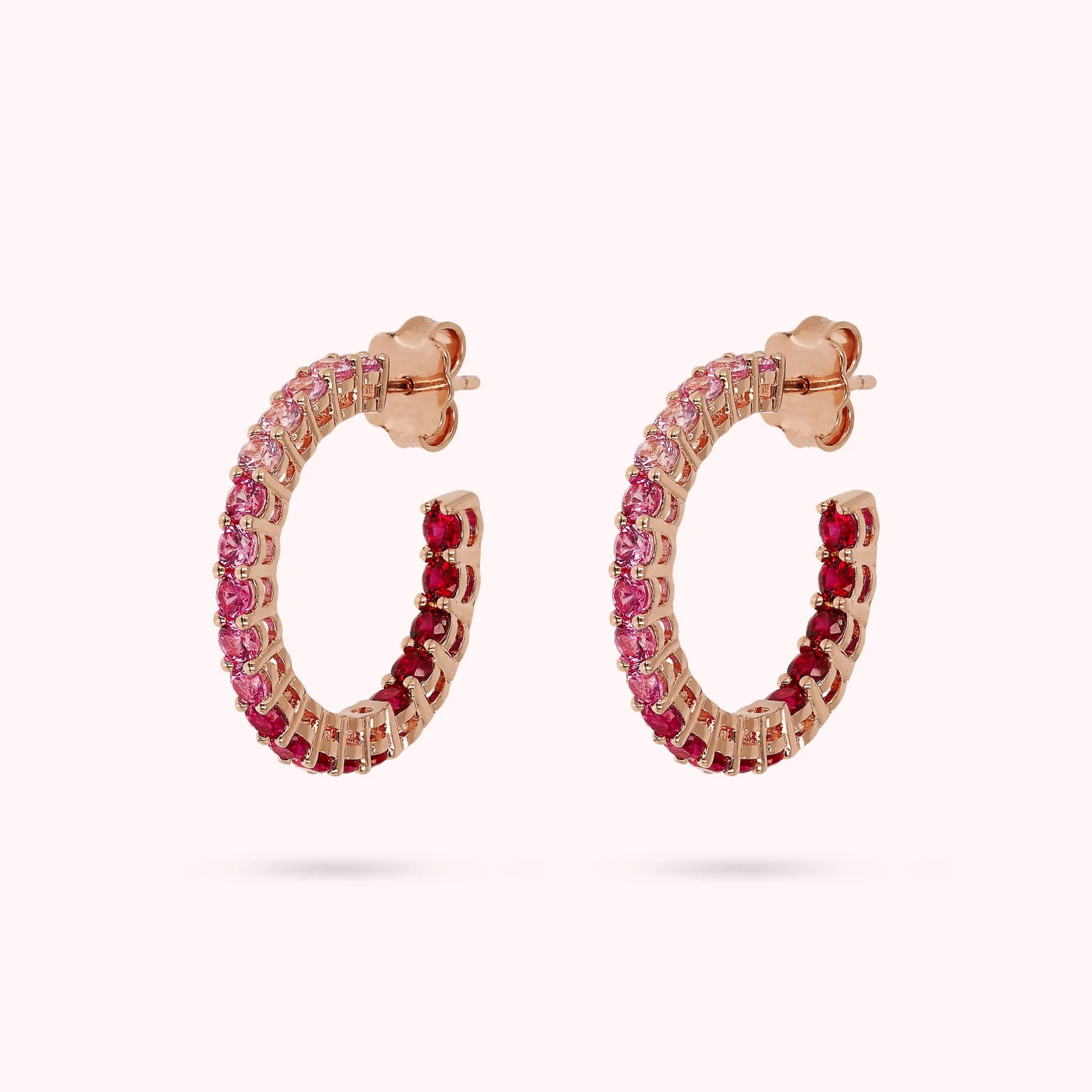 Medium Hoop Earrings with Cubic Zirconia Dégradé Effect