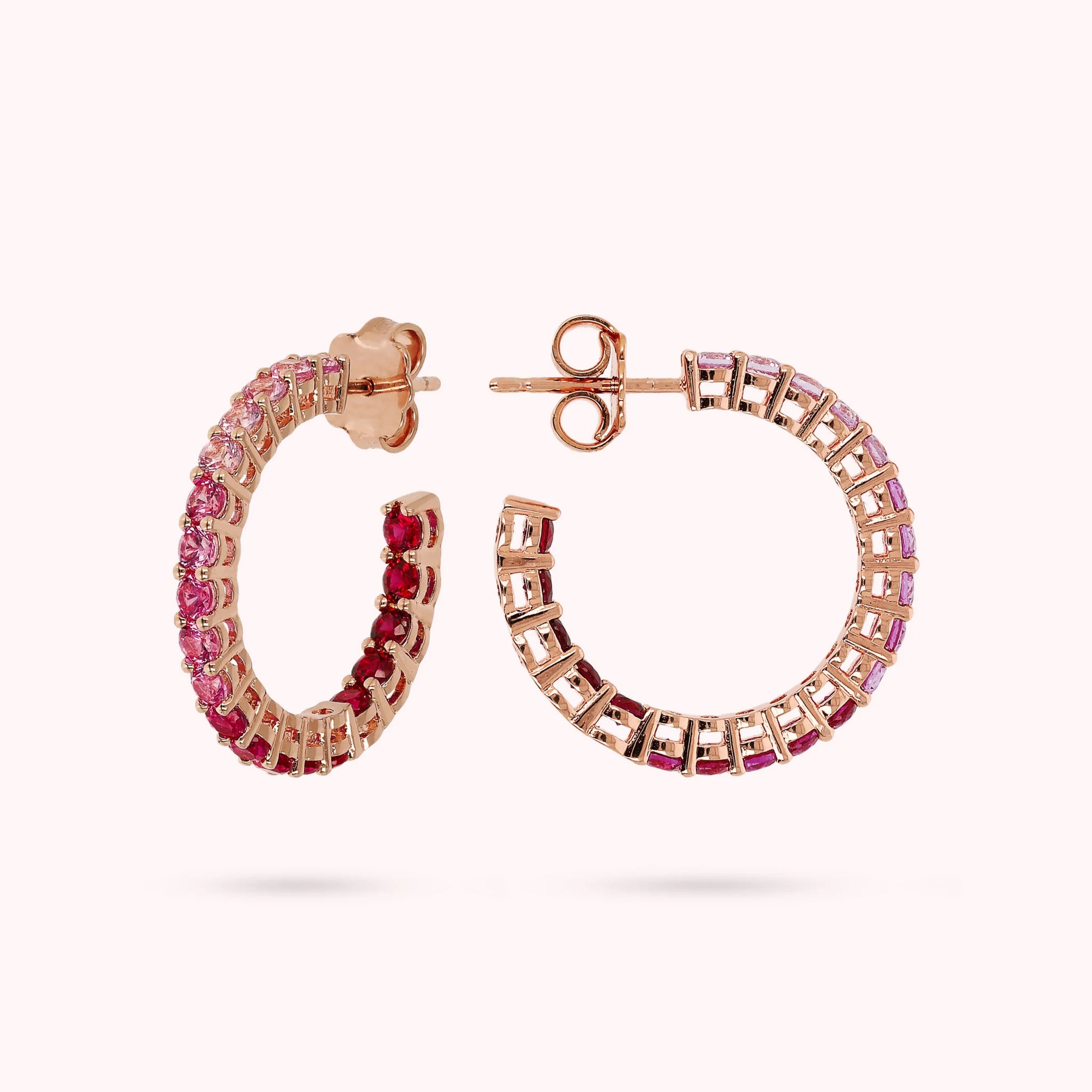 Medium Hoop Earrings with Cubic Zirconia Dégradé Effect