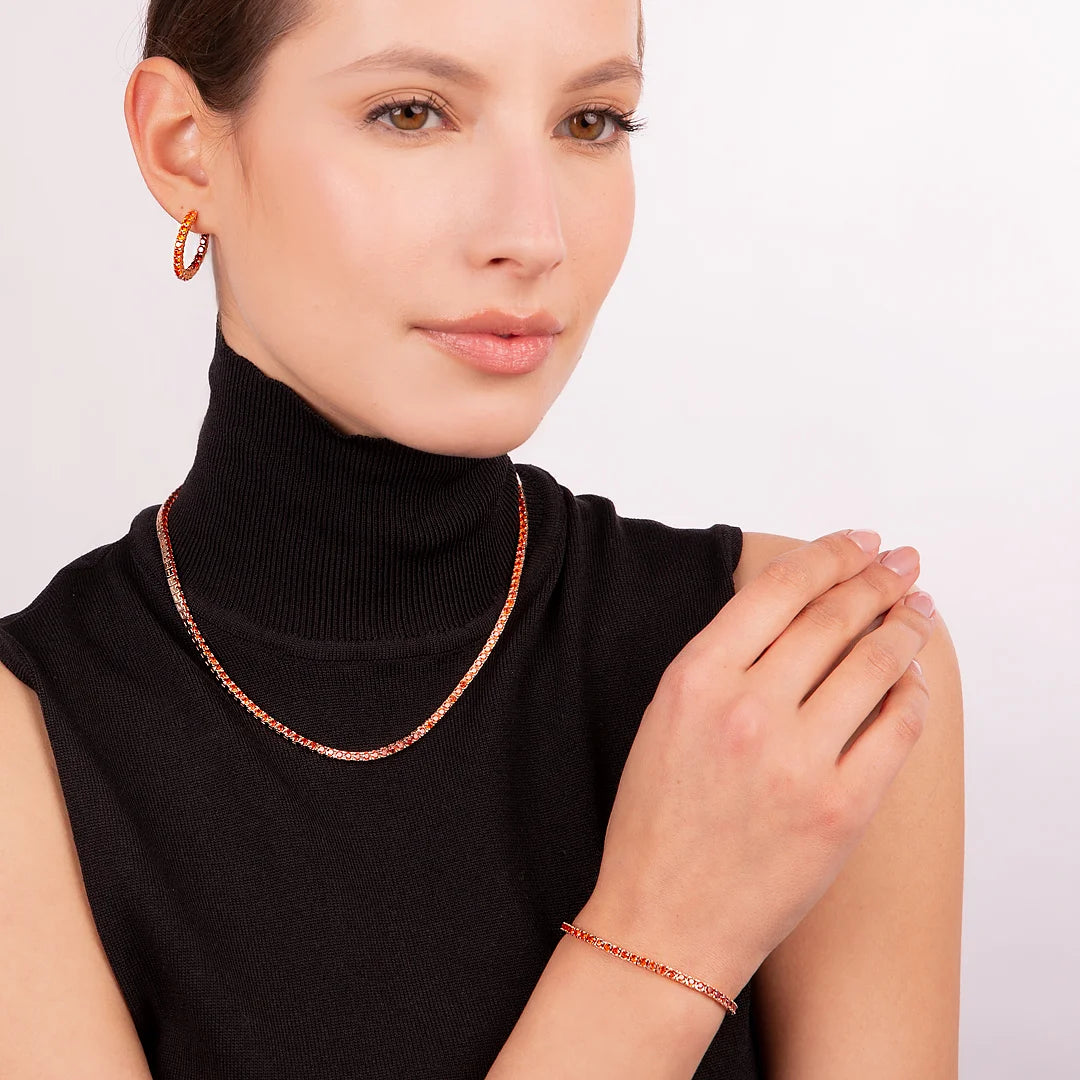 Medium Hoop Earrings with Cubic Zirconia Dégradé Effect