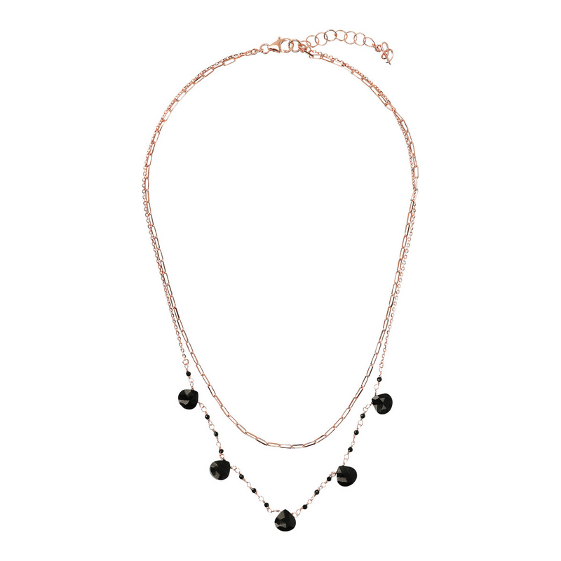 Double Multi-strand Necklace with Drop Shape Natural Stones