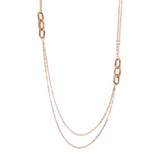Long Multi-strand Double Necklace with Enamelled Oval Links