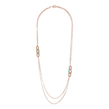 Long Multi-strand Double Necklace with Enamelled Oval Links