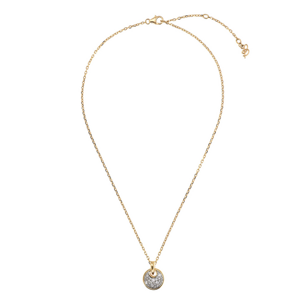 BRONZALLURE GOLDEN-ADJUSTABLE ROLÒ CHAIN WITH ROUND PAVE PENDANT