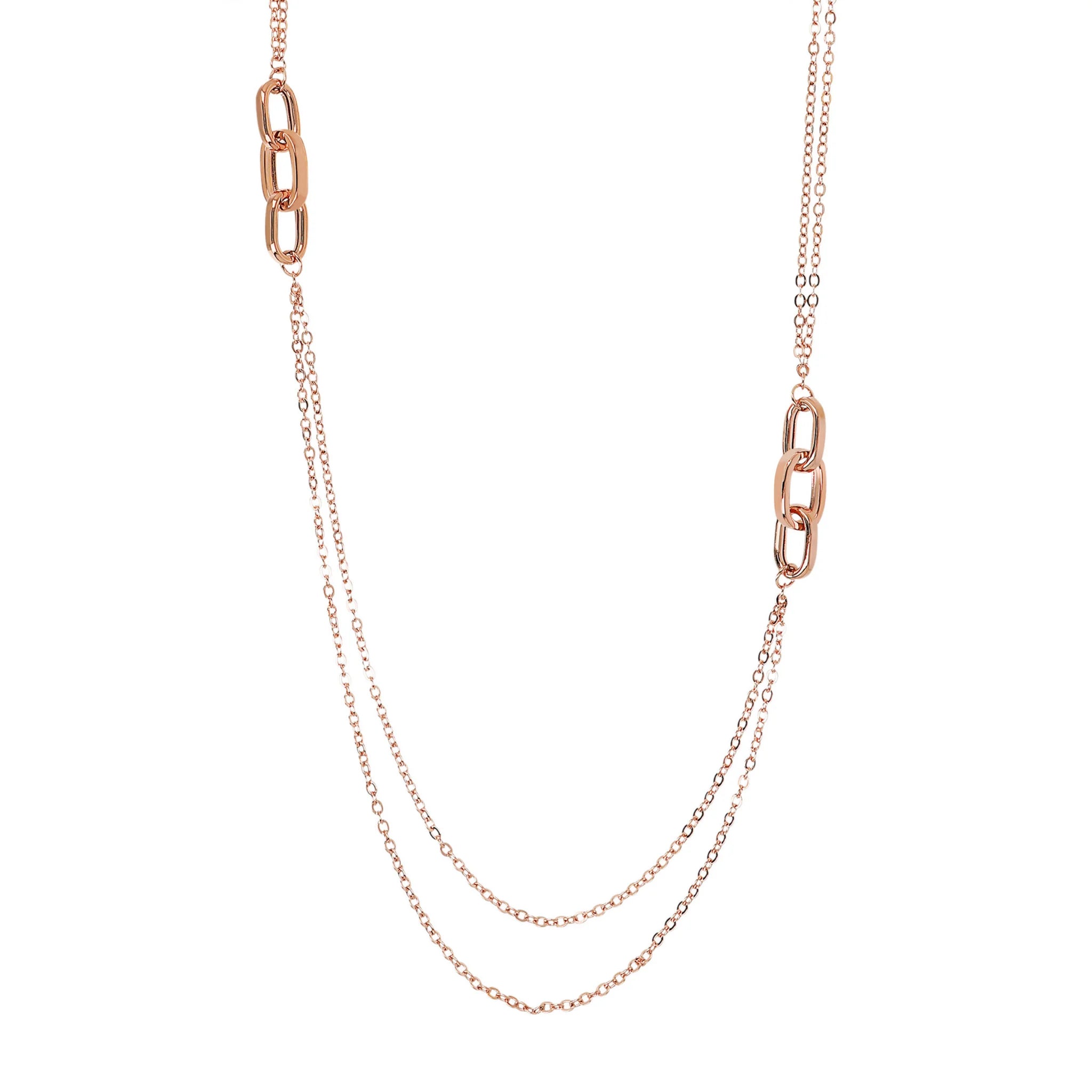 Collana Lunga Multifilo Doppia con Maglie Ovali