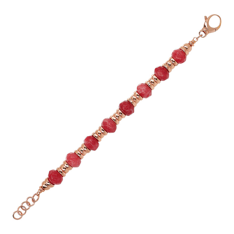 Bracelet with Golden Rosé Rondelle and Faceted Natural Stone