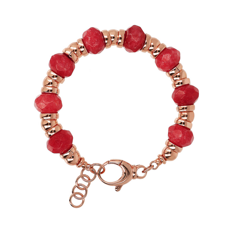 Bracelet with Golden Rosé Rondelle and Faceted Natural Stone