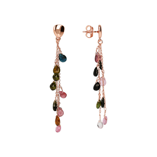 Multicolored Tourmaline Drop Earrings with Pendants