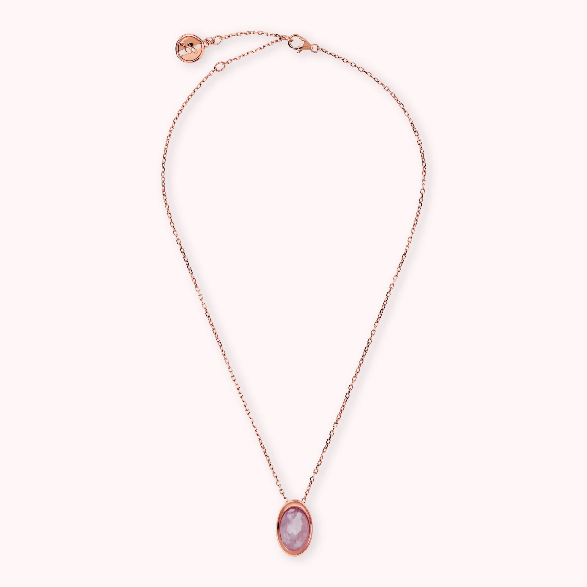 Forzatina Chain Necklace with Oval Faceted Natural Stone Pendant