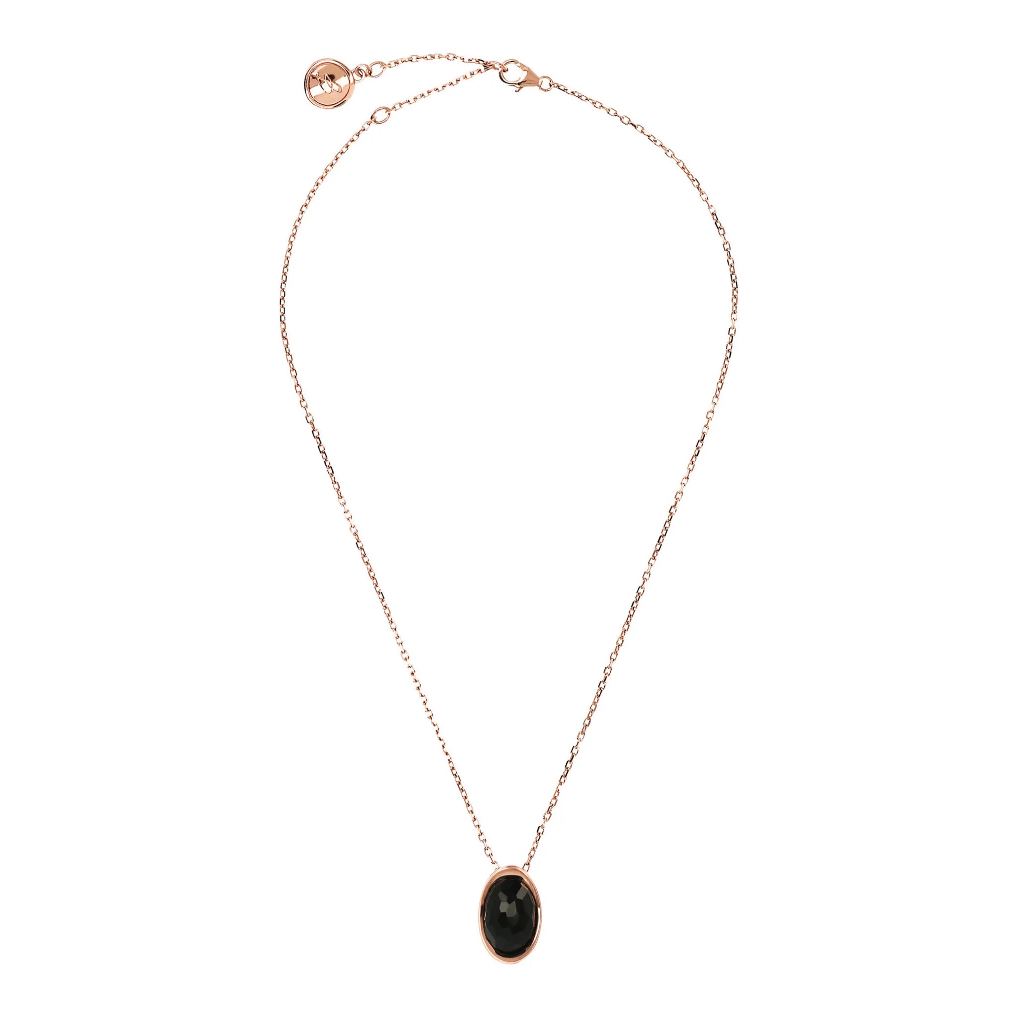 Forzatina Chain Necklace with Oval Faceted Natural Stone Pendant