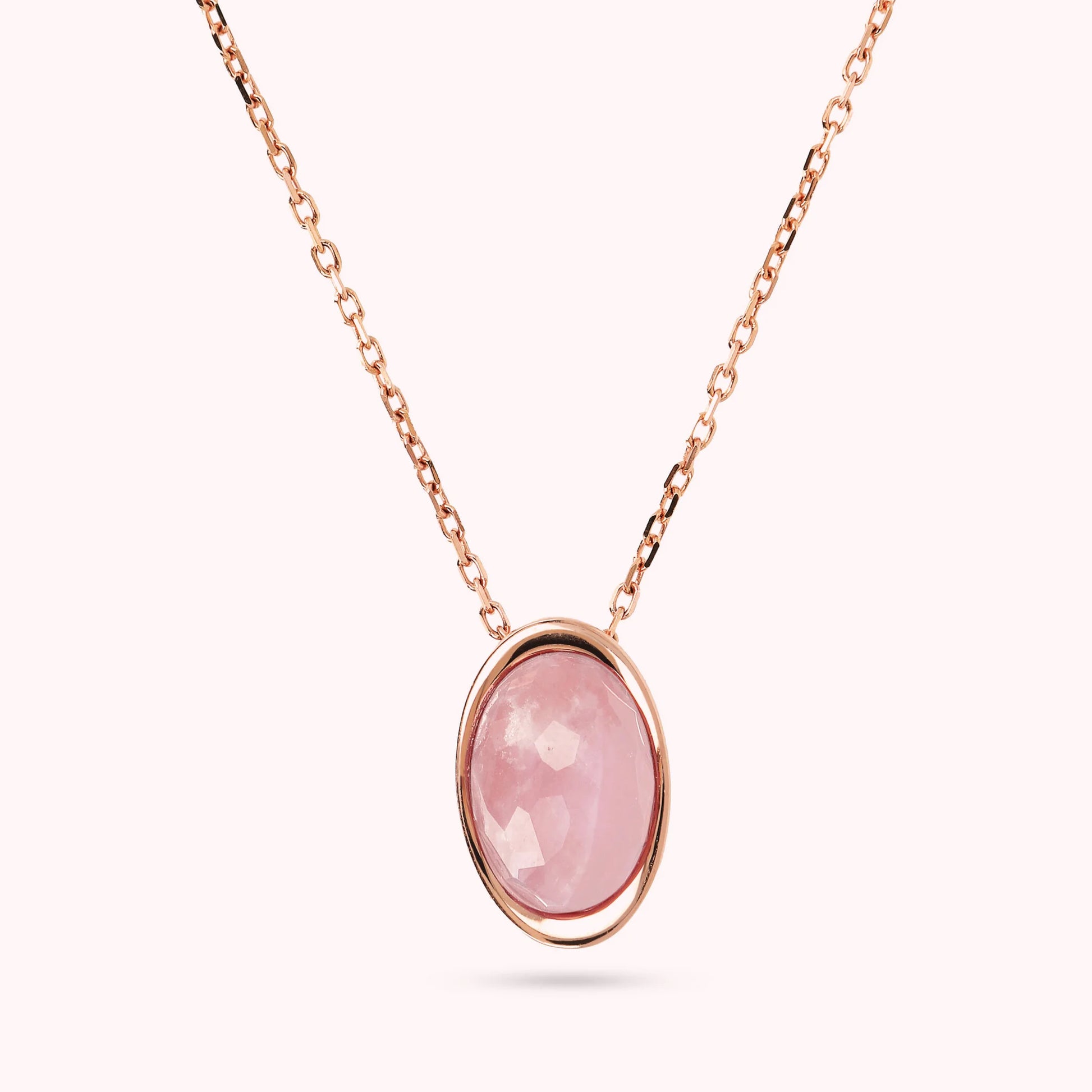 Forzatina Chain Necklace with Oval Faceted Natural Stone Pendant