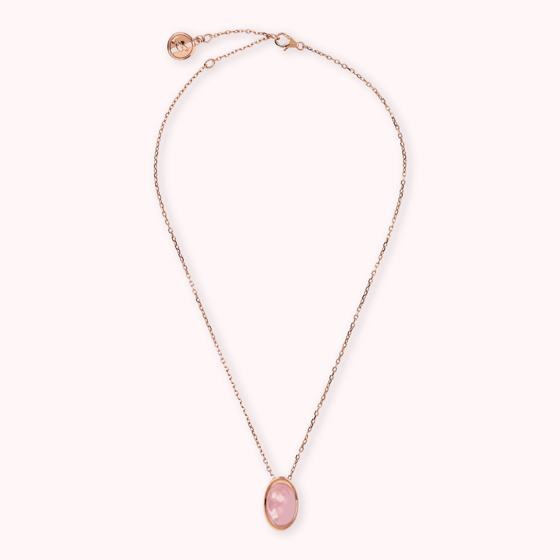 Forzatina Chain Necklace with Oval Faceted Natural Stone Pendant