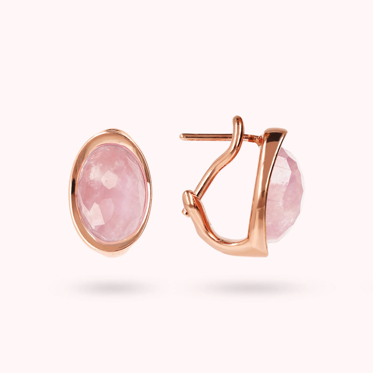 Boucles d'oreilles lobe avec pierre naturelle ovale facettée