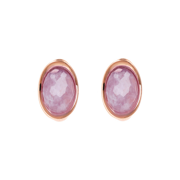 Lobe Earrings with Oval Natural Stone