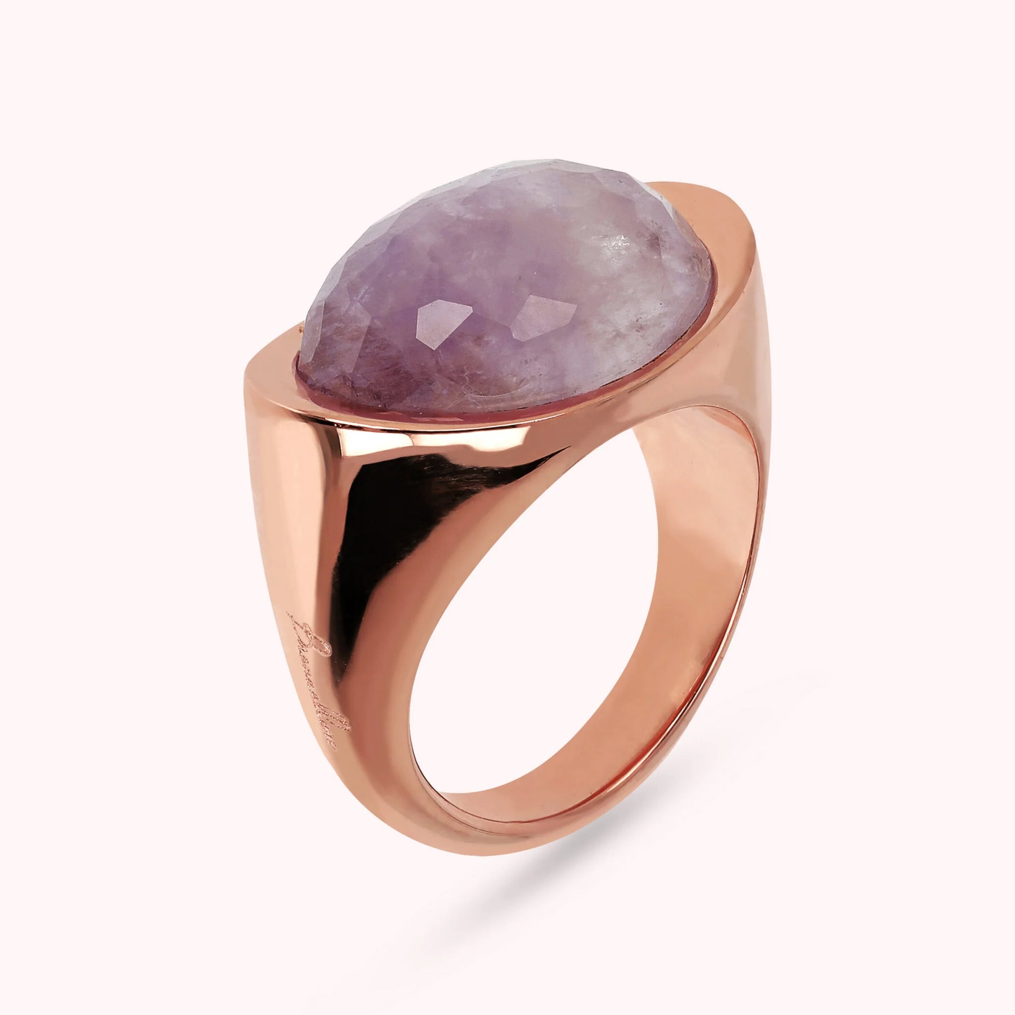Anello Cocktail con Pietra Naturale Ovale Sfaccettata