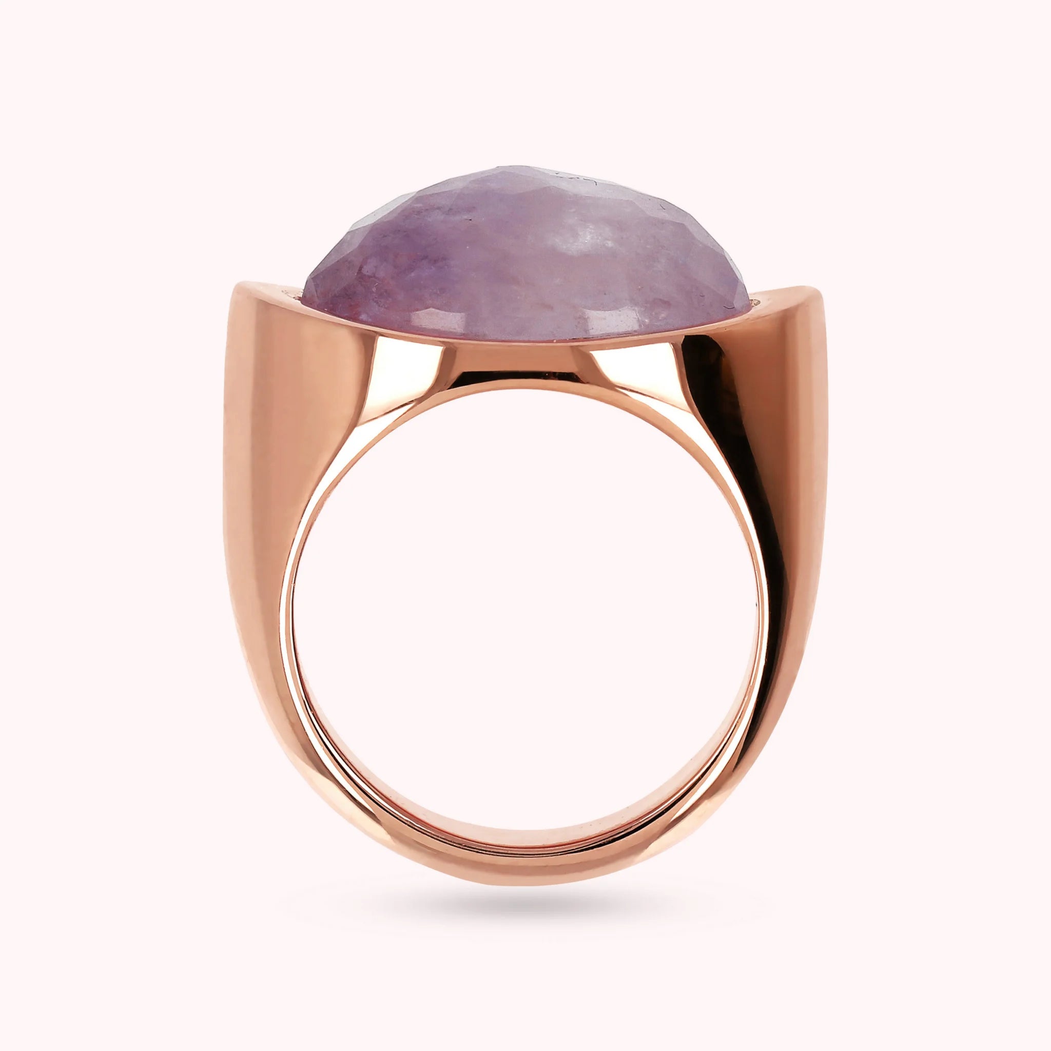 Cocktail Ring with Faceted Oval Natural Stone